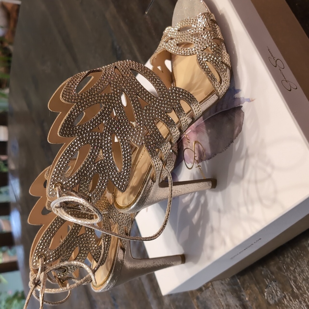 Jessica Simpson Women's Beaded Heels - Champagne / Pearl Gold - Picture 5 of 12